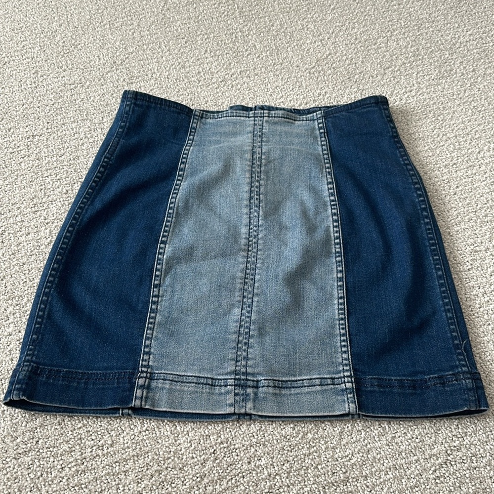 Denim mini skirt two tone